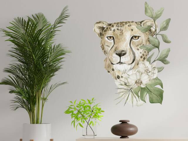 Watercolour Cheetah Wall Sticker Pack, Jungle Stickers, Safari Room Decor - image 1