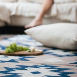 Southwestern Flatwoven Kilim Rug - Living Room Aesthetic Rugs 2x3 5x8 8x10 9x12 Trendy Low Pile Blue Beige Off White Turkish Aztec - thumbnail 3
