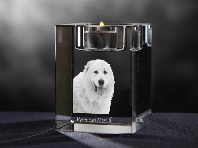 Pyrenean Mastiff - Crystal Candlestick With Dog, Souvenir, Decoration, Limited Edition, Collection - image 1