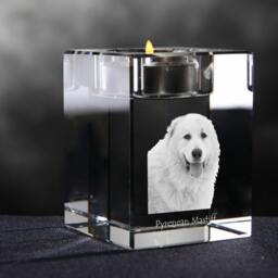 Pyrenean Mastiff - Crystal Candlestick With Dog, Souvenir, Decoration, Limited Edition, Collection - thumbnail 2