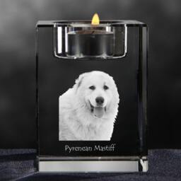 Pyrenean Mastiff - Crystal Candlestick With Dog, Souvenir, Decoration, Limited Edition, Collection - thumbnail 3