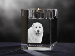 Pyrenean Mastiff - Crystal Candlestick With Dog, Souvenir, Decoration, Limited Edition, Collection - thumbnail 1