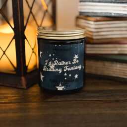 I'd Rather Be Reading Fantasy Candle Lotus & Vanilla Scented Soy Candle, Bookish - thumbnail 3