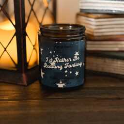 I'd Rather Be Reading Fantasy Candle Lotus & Vanilla Scented Soy Candle, Bookish - thumbnail 1