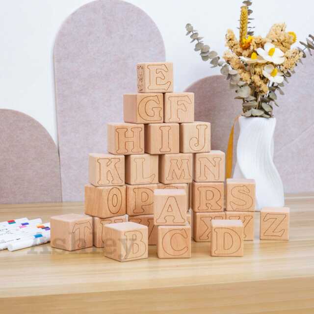 Personalized Wood Baby Birth Block, Custom Name Blocks, Activities & Games For Shower, Abc Letter Blocks - image 1