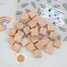 Personalized Wood Baby Birth Block, Custom Name Blocks, Activities & Games For Shower, Abc Letter Blocks - thumbnail 4