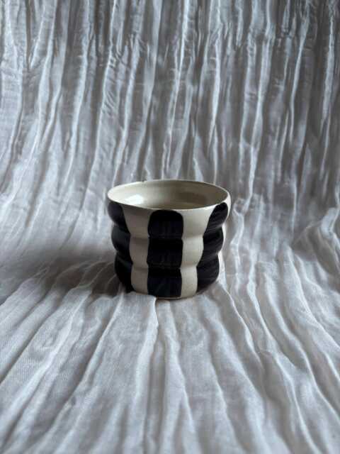 stripe Bubble Tumbler, Handmade Glazed Pot, 300Ml Vessel, Unique British Gift, Handcrafted Plant Whiskey Tumbler - image 1
