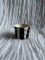 stripe Bubble Tumbler, Handmade Glazed Pot, 300Ml Vessel, Unique British Gift, Handcrafted Plant Whiskey Tumbler