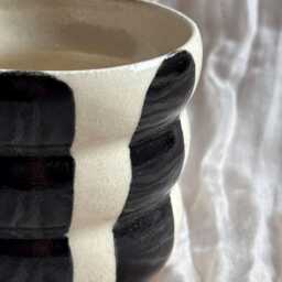 stripe Bubble Tumbler, Handmade Glazed Pot, 300Ml Vessel, Unique British Gift, Handcrafted Plant Whiskey Tumbler - thumbnail 2