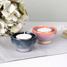 Handmade Ceramic Tealight Holder Pretty Tea Light Candle Bowl - thumbnail 2