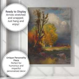Dramatic Autumn Trees Stormy Sky Pastoral Landscape Canvas Wall Art Print Decor Picture Ready To Hang - thumbnail 3