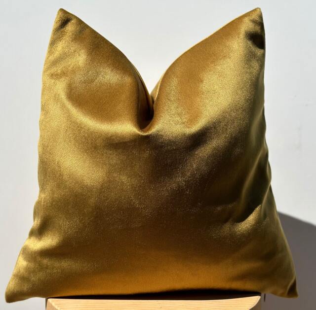Mustard Velvet Pillow Cover, Soft Cotton Fabric, Euro Sham - image 1