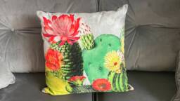 Tropical Cactus Velvet Cushion 45cm X Cushions Pillows Limited Edition Cacti Plants Homeware - thumbnail 1