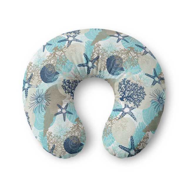 Seaside Shells & Starfish Nursing Pillow Cover - Ocean Coral Pattern - image 1