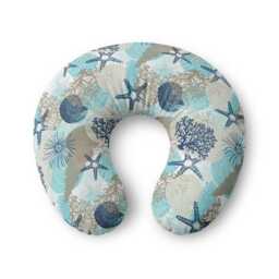 Seaside Shells & Starfish Nursing Pillow Cover - Ocean Coral Pattern - thumbnail 1