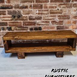 Rustic Solid Pine Tv Stand Cabinet - Handmade Chunky Furniture With Square Legs, Multiple Colors - thumbnail 3