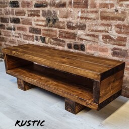 Rustic Solid Pine Tv Stand Cabinet - Handmade Chunky Furniture With Square Legs, Multiple Colors - thumbnail 2
