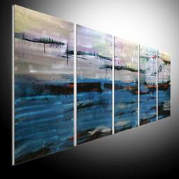 Large Abstract Metal Wall Art, Original Oil Painting On Aluminum, Handmade - thumbnail 1