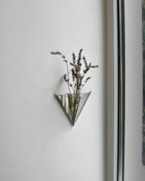 Hanging Stained Glass Triangular Planter, Embossed Mirror - thumbnail 1