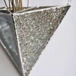 Hanging Stained Glass Triangular Planter, Embossed Mirror - thumbnail 2