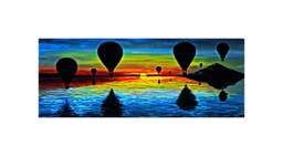 Hot Air Balloon Sunset Giclee Print Colorful Adventure Wall Art - 12x29 - thumbnail 1