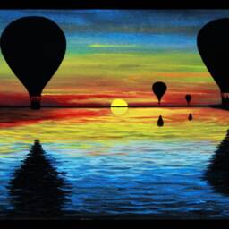 Hot Air Balloon Sunset Giclee Print Colorful Adventure Wall Art - 12x29 - thumbnail 4