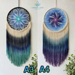 Hand-Dyed Macrame Dreamcatcher Boho Bedroom Wall Hanging - thumbnail 3