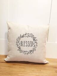 Blessed Wreath Linen Pillow Cover - Rustic Farmhouse Decor - thumbnail 2
