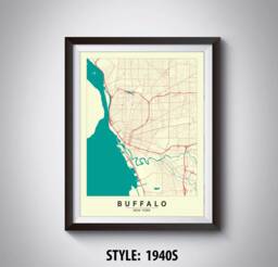Buffalo Ny Map Art Print Vintage Style Office Decor - thumbnail 1