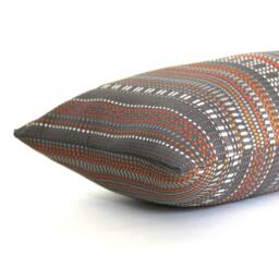 Grey Brown & Orange Modern Stripe Throw Pillow Cover Decorative Upholstery Fabric Lumbar Pillowcase - thumbnail 3