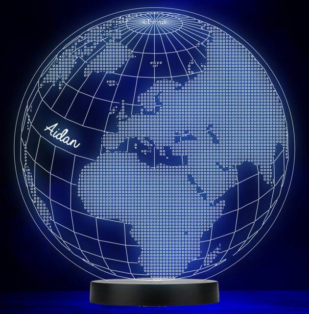 World Atlas Globe Personalised Gift Colour Changing Led Lamp Night Light - image 1