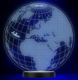 World Atlas Globe Personalised Gift Colour Changing Led Lamp Night Light - thumbnail 1