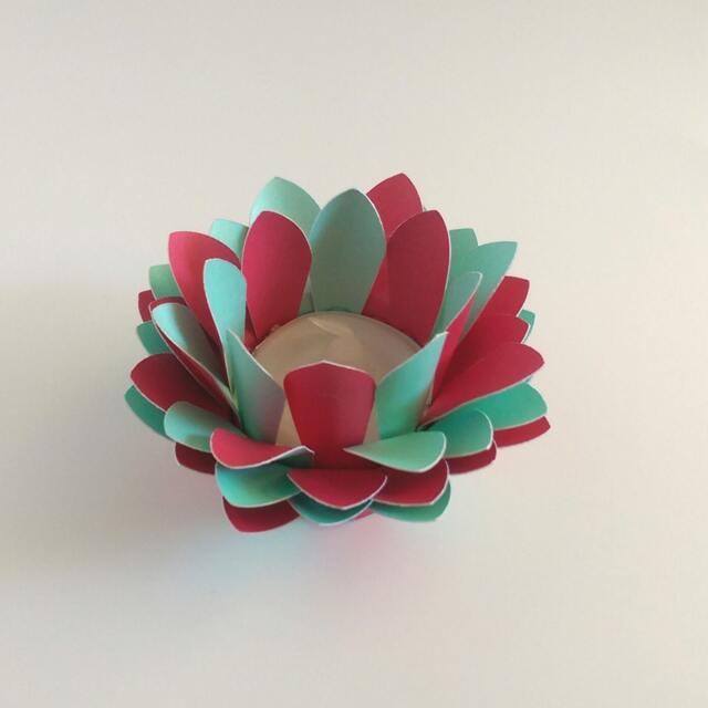 Paper Lotus Lantern -Red & Turquoise - image 1
