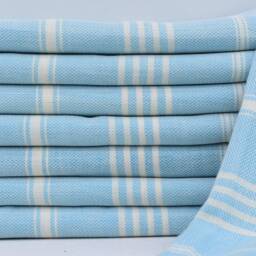 Wholesale Towel, Peshtemal Towel, Turkish Towel Cotton Bath 40x70 Blue Striped Hammam Tkr-Sltn - thumbnail 3