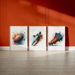 Rugby Print Set - 3 Posters - Boys Bedroom Decor A4/A3 Wall Art Gifts Kids Artwork Boy Player Gift - thumbnail 2