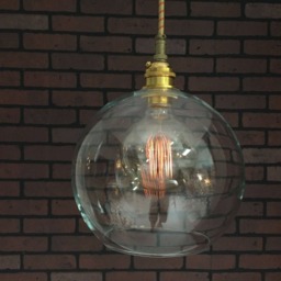 "Industrial Pendant -Brass 8"" Clear Glass Open Globe Shade With Patented ""Huila Connector" - thumbnail 3