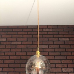 "Industrial Pendant -Brass 8"" Clear Glass Open Globe Shade With Patented ""Huila Connector" - thumbnail 2