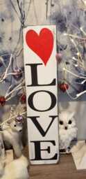 Love Wood Sign Valentine's Day Decoration Large Distressed Vertical Wall Hanging Rustic Primitive Farm Decor Gift Heart