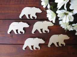 Bear Wooden Christmas Ornament Rustic Woodland Decor, Set Of 5 - thumbnail 1