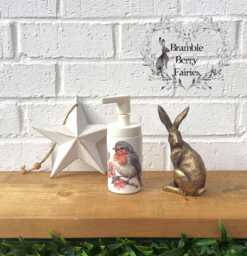 Robin Blossom Bird Soap Dispenser Hand Wash Lotion Glass Handmade