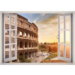 Colosseum Sunset Window 3D Wall Decal Art Removable Coliseum Wallpaper Mural Sticker Vinyl Home Decor - thumbnail 2