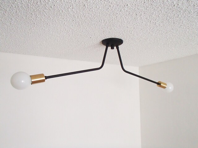 Modern Flush Mount - Brass Ceiling Light Duet Twin Arm Dining Living Room Minimalist Ul Listed - image 1