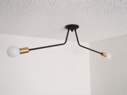 Modern Flush Mount - Brass Ceiling Light Duet Twin Arm Dining Living Room Minimalist Ul Listed