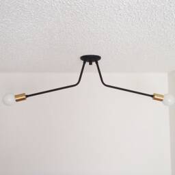 Modern Flush Mount - Brass Ceiling Light Duet Twin Arm Dining Living Room Minimalist Ul Listed - thumbnail 2