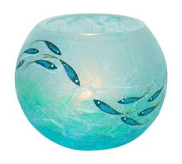Handmade Strawsilk Glass Fish Candle Holder. Ocean Colours - thumbnail 1