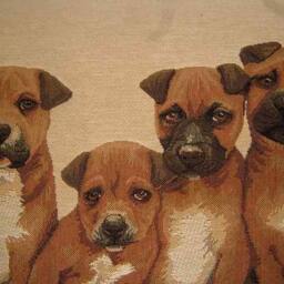 staffordshire Bull Terrier Puppies On Skateboard Woven Tapestry Cushion Cover Sham - thumbnail 2