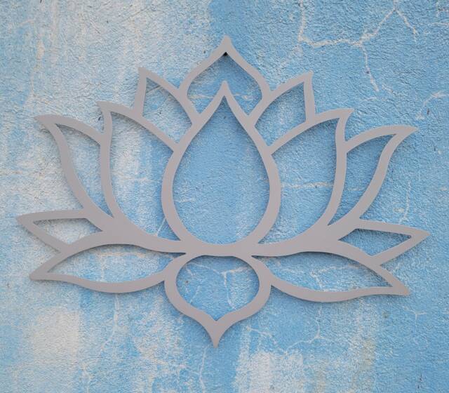 Silver Lotus Flower Metal Wall Art Yoga Decor - 31 - image 1