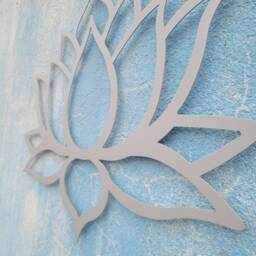 Silver Lotus Flower Metal Wall Art Yoga Decor - 31 - thumbnail 4