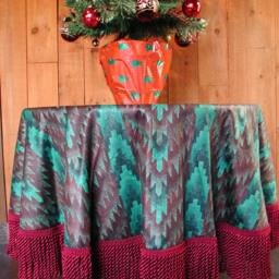 Christmas Tree Skirt, Abstract Designs, Modern Christmas, Southwestern, Home D??cor, Bullion Fringe, Burgundy, Silver, Rrdesigns561 - thumbnail 3