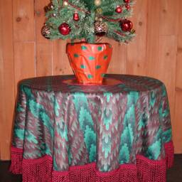 Christmas Tree Skirt, Abstract Designs, Modern Christmas, Southwestern, Home D??cor, Bullion Fringe, Burgundy, Silver, Rrdesigns561 - thumbnail 2